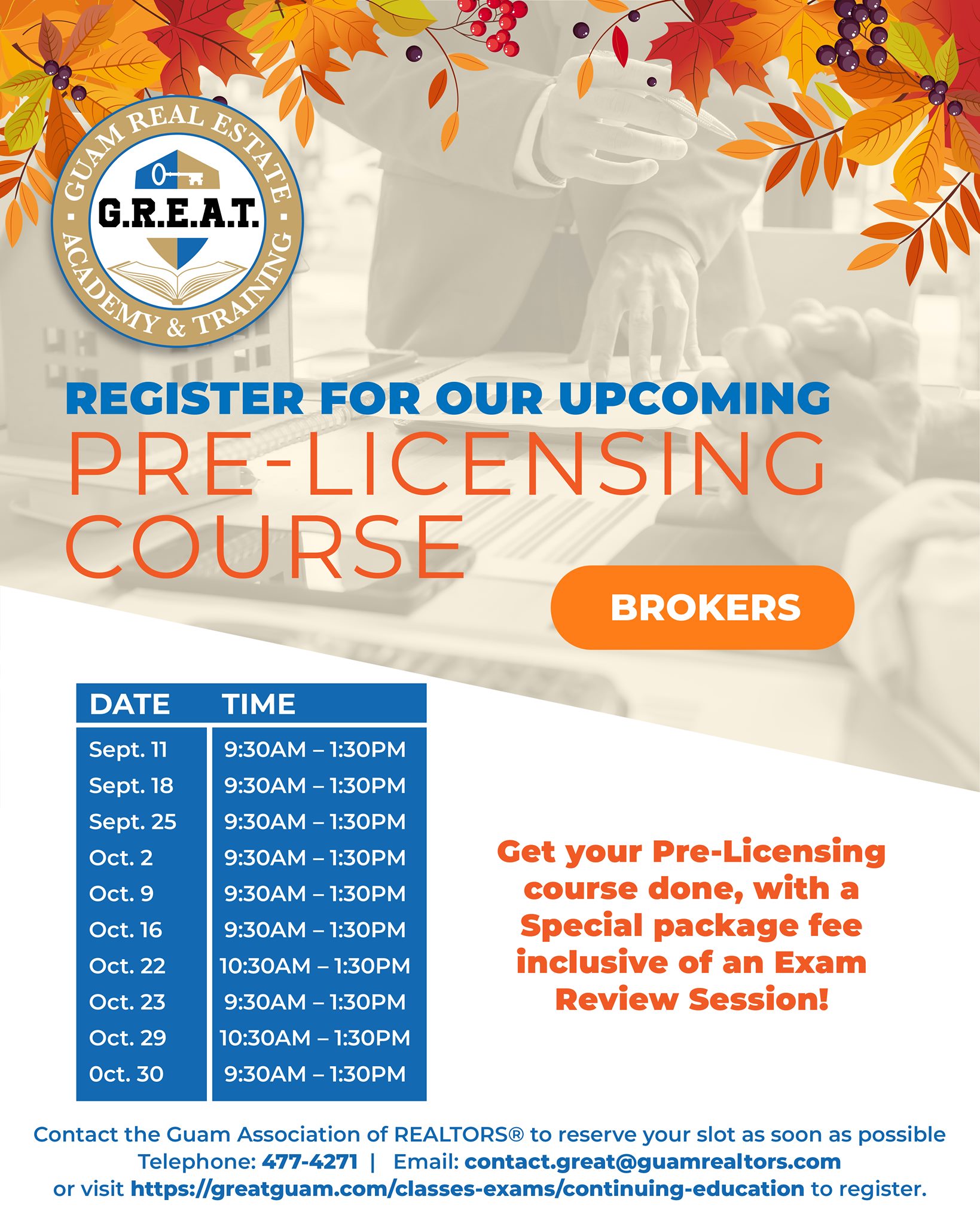 Register for PreLicensing Course for Brokers Guam Association of